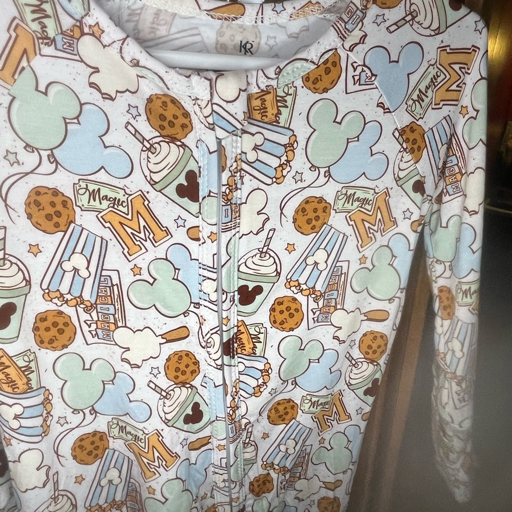 BAMBOO Pastel Blue & Mint Disney Snack Print Zip-Up Onesie